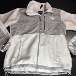 The North Face Denali Fleece Sweater Polartec Full Zip White Gray Women's Medium 