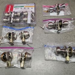 $70 for All, Mixed Lot of (11) Security Door Lock Sets, Nickel Finish