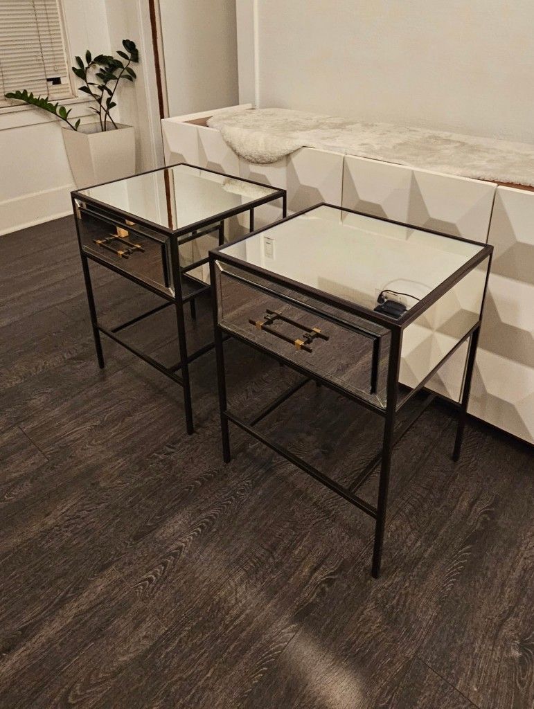 West Elm Mirrored Nightstands 