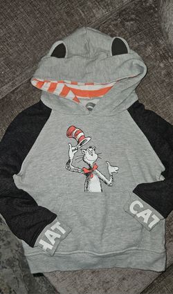 Dr. Seuss Toddler Boys Gray Cat in The Hat Pullover Hoodie 5T