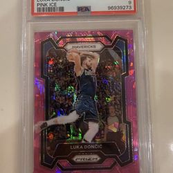 2023-24 Panini Prizm Luka Dončić #110 Pink Ice Prizm PSA 9 Lakers