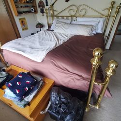 King Headboard Footer and Frame - Brass