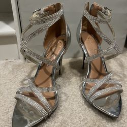 Jessica Simpson Sparkle Silver Heels
