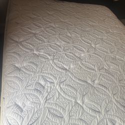Queen Mattress, Box Spring, Bed Frame Barely Used 