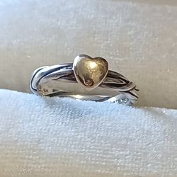 Heart Vine Ring Sterling Silver Women's Size 7.5