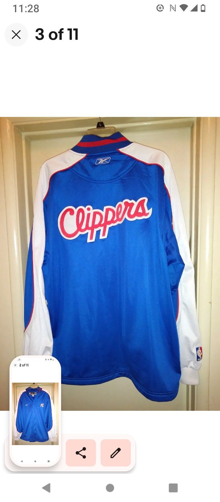 Los Angeles Clippers Reebok Vintage Warm Up Jacket