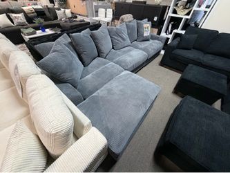 Large Gray Corduroy Sectional Sofa ❤️🎉🏡
