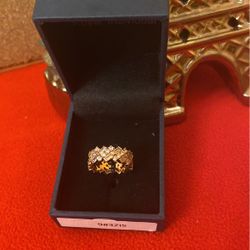 Rose Gold Crystals Ring Size #6