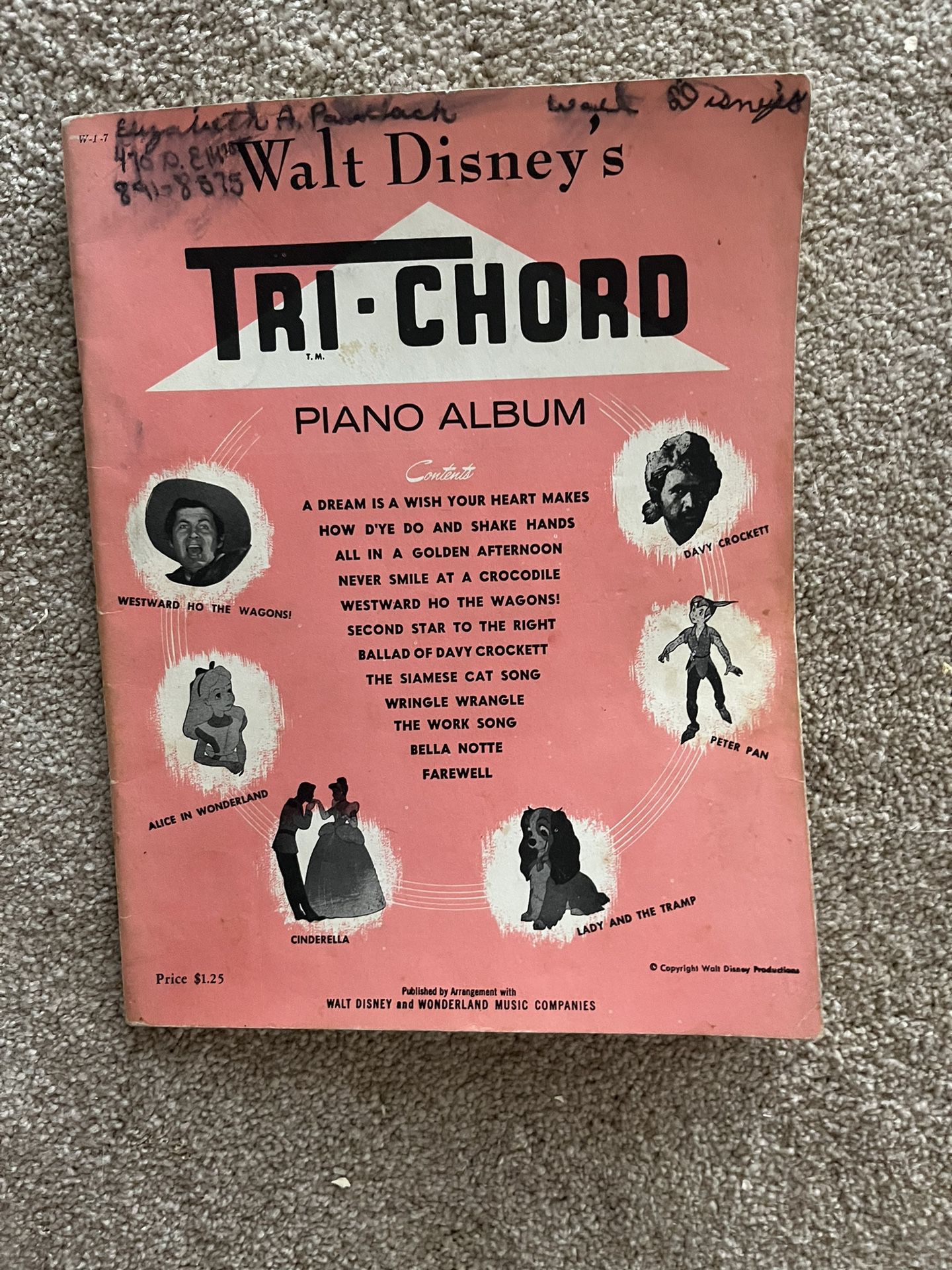 Walt Disney  Tri-Chord Piano Album 1955