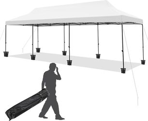 EROMMY 10x30 Pop Up Canopy Tent, Commercial Instant Canopy Heavy Duty with Roller Bag, 8 Sand Bags, 8 Wind Ropes & Ground Nails, Outdoor Canopies for 