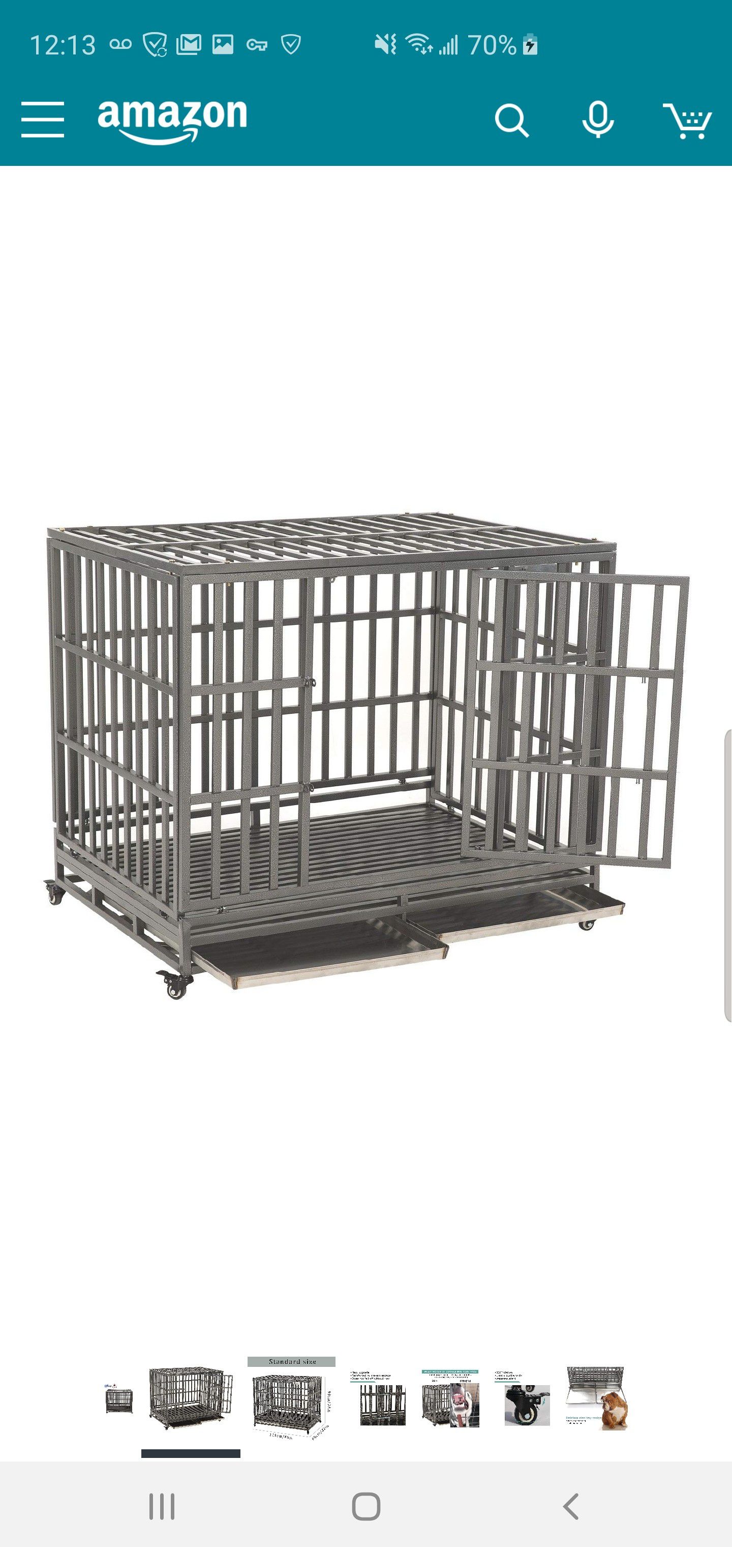 SMONTER Heavy Duty Dog Crate Strong Metal Pet Kennel Playpen with Two Prevent Escape Lock, Large Dogs Cage with Wheel