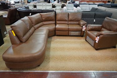 Brown Leather Power Sectional 3-Piece Natuzzi Editions