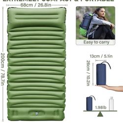 Blue Sleeping Pad for Camping with Pillow, 5" Ultra-Thick Camping mattress with Built-in Pump Ultralight Self Inflating Pad, Air