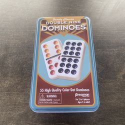 Pressman Toys - Dominoes: Double Nine Color Dot Dominoes in Tin