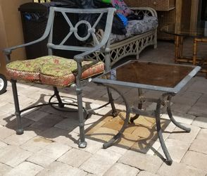 Iron chair and metal table