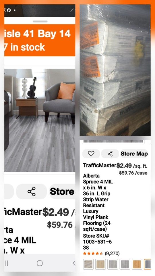 950sqft New Gray Color Floor .40 Boxes