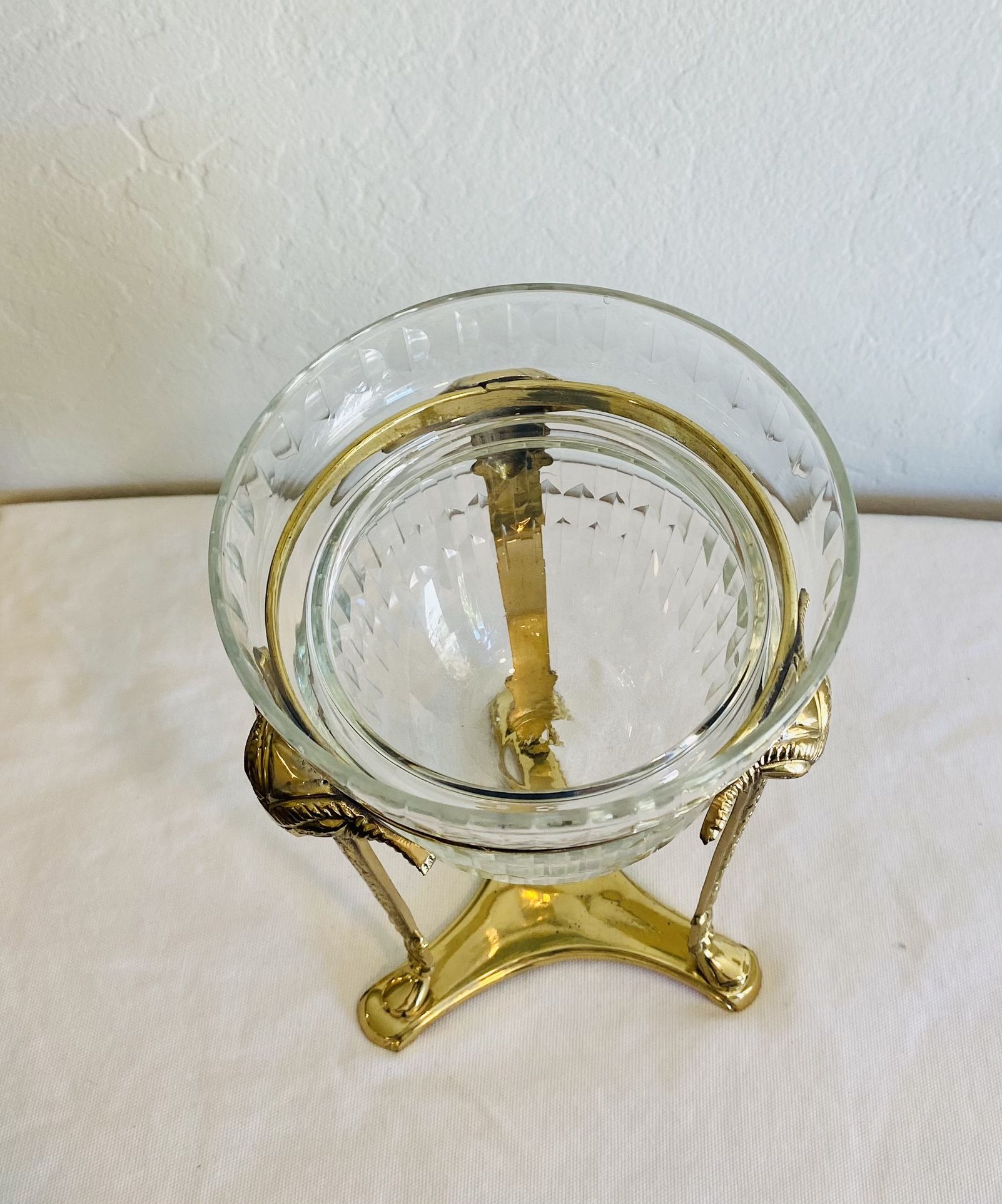 Vintage Art Deco Horned Ram Brass Pedestal Stand Holder