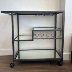 Gunmetal Black/ Mirror  Bar Cart