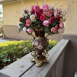 Vintage Style Artificial Flower Vase Set – Elegant Home Decor