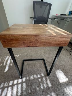 Wood Top Side Table with Metal Legs