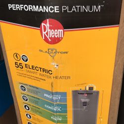 Rheem Gladiator 55 Gal. Tall 12 Year 5500/5500-Watt Smart Electric Water Heater with Leak Detection and Auto Shutoff