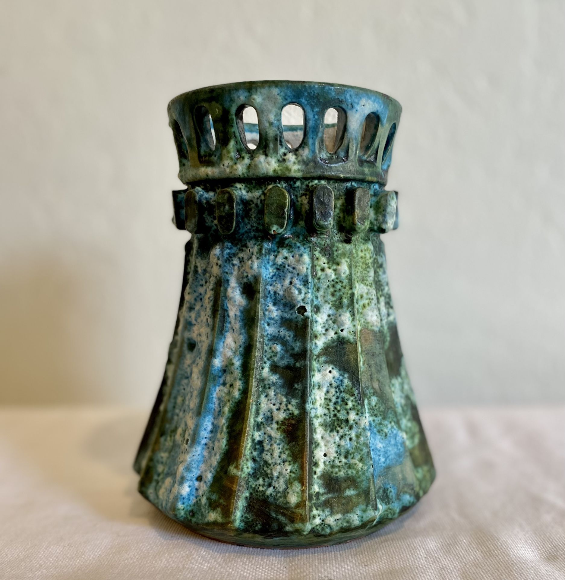 Alvino Bagni Italy For Raymor Sea Garden Drip Pottery Vase Vintage Mid Century