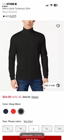 Macy’s men’s size L turtleneck