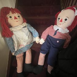 4 Foot Vintage Raggedy Anne and Andy 4 Sale