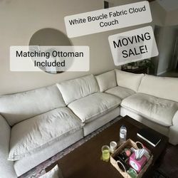 White Cloud Couch Modular Sectional Sofa With Ottoman Boucle Fabric
