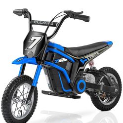 ELEMARA Electric Dirt Bike,350W Motorcycle for Kids with Tail Lights,Music & Bluetooth,15.5 mph & 150lb Max,Chain-Driven Motor, Twist-Grip Throttle & 