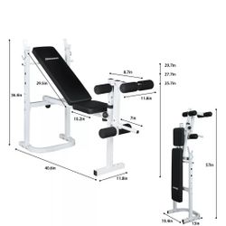 Adjustable Weight Lifting Bench Inline /W Barbell Rack Home Gym