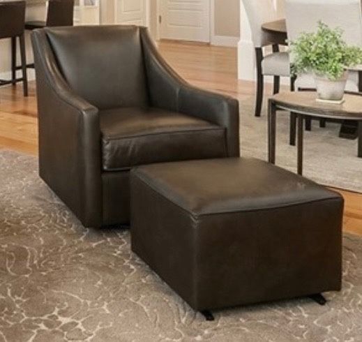Bassett Swivel Glider Leather Chair w/ Swivel Glider