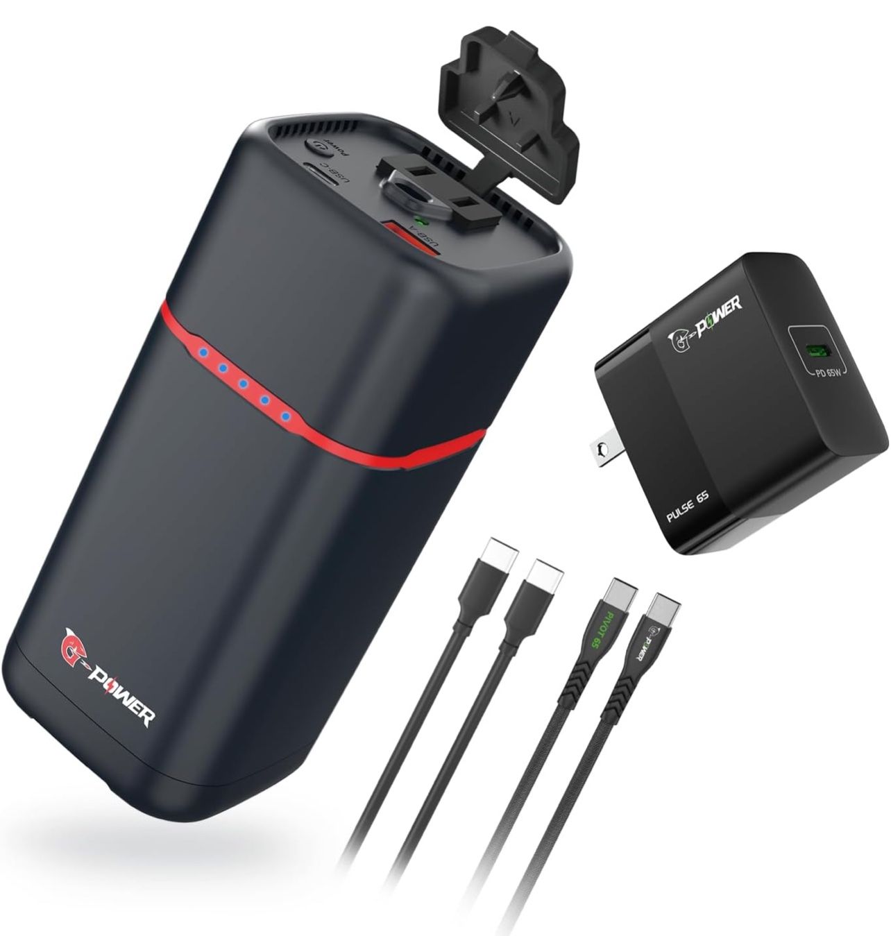 Portable Power Bank with AC Outlet, 74Wh/20000mAh, 80W (Peak 100W) Laptop Charger, Super Travel Battery Pack for Outdoor Camping, Home, and Office