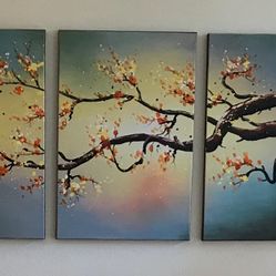 Wall Art Floral Canvas -3 Piece