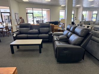 Sofa and love seat with reclining