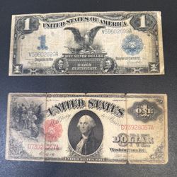 Two $1 US Currency Old Paper Money