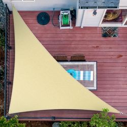 16' x 16' x 22.5' Sand Right Triangle Sun Shade Sail Canopy Outdoor Patio
