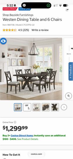 Bayside Furnishings Westen Dining Table and 6 Chairs