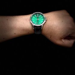 Invicta Men’s Green Dial Watch w/ Black Leather Strap 