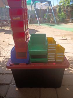 Plastic Stackable Parts Organizer Bins Mixed Lot