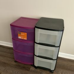2x 3 Drawers Portable Plastic Drawer Cart Shelf 