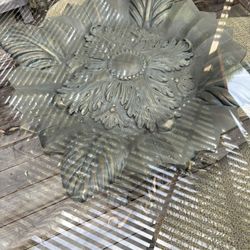 Ornate Glass Top Table W/ 4 Chairs