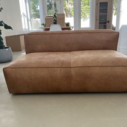 Cigar 56" Leather Loveseat - Rawhide Tan