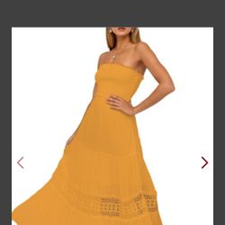 Bokefo Womens Summer Dresses Beach Flowy Strapless Maxi Dresses L Or XL