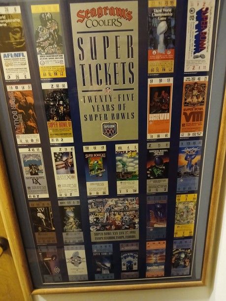Super Bowl Ticket Display 25 Yrs