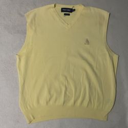 Vintage Polo Golf Ralph Lauren Sweater Vest Size Medium Yellow V-Neck