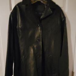 Womens Black Leather Coat 