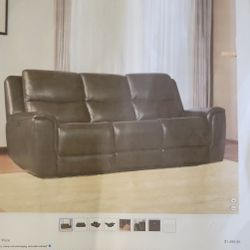 Carey Leather Power Reclining Sofa With Power Headrests
