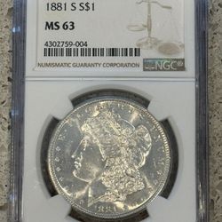 1881-S Morgan Dollar MS63 $1 Silver