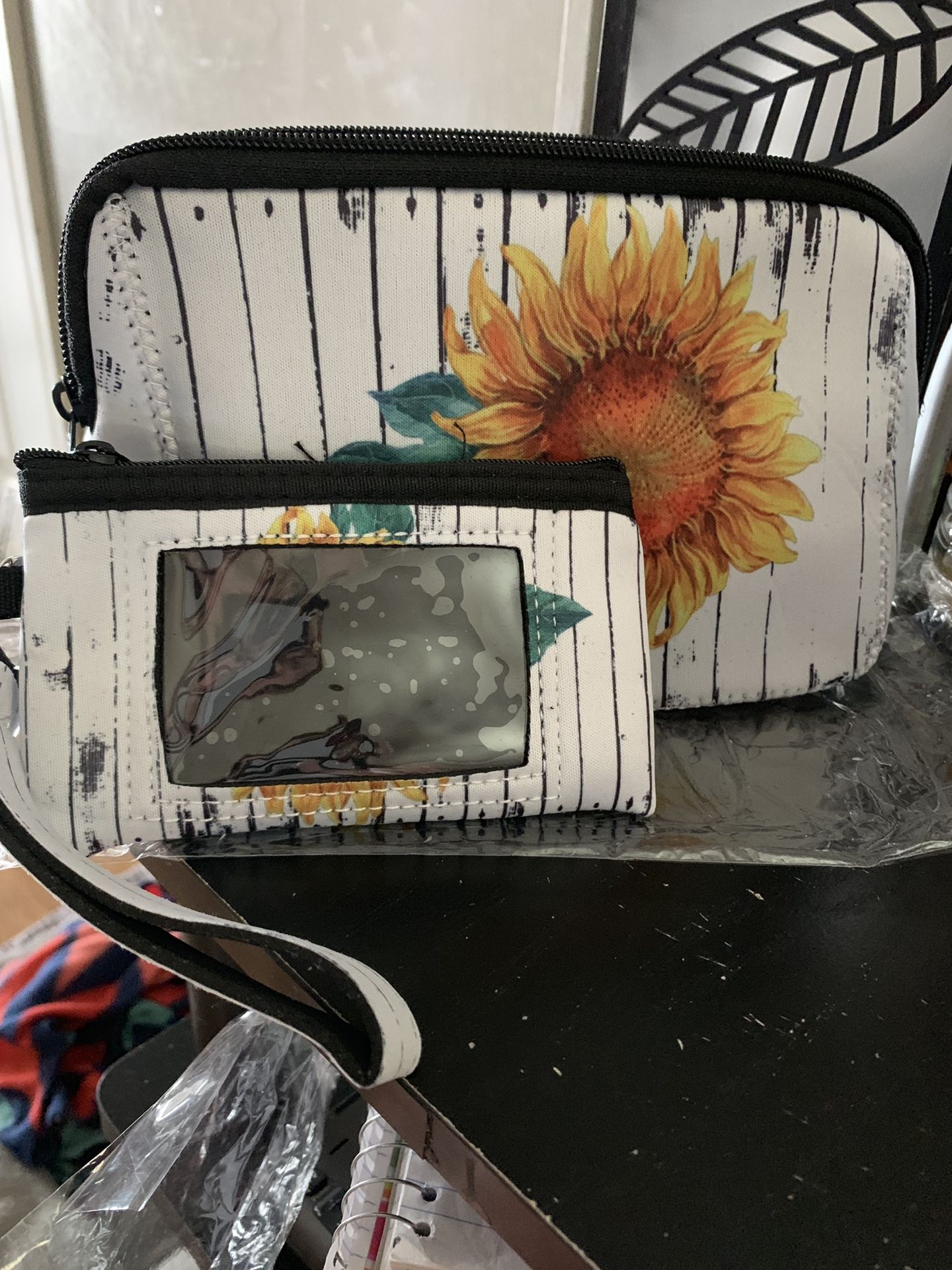 Sunflower makeup bags and wristlets